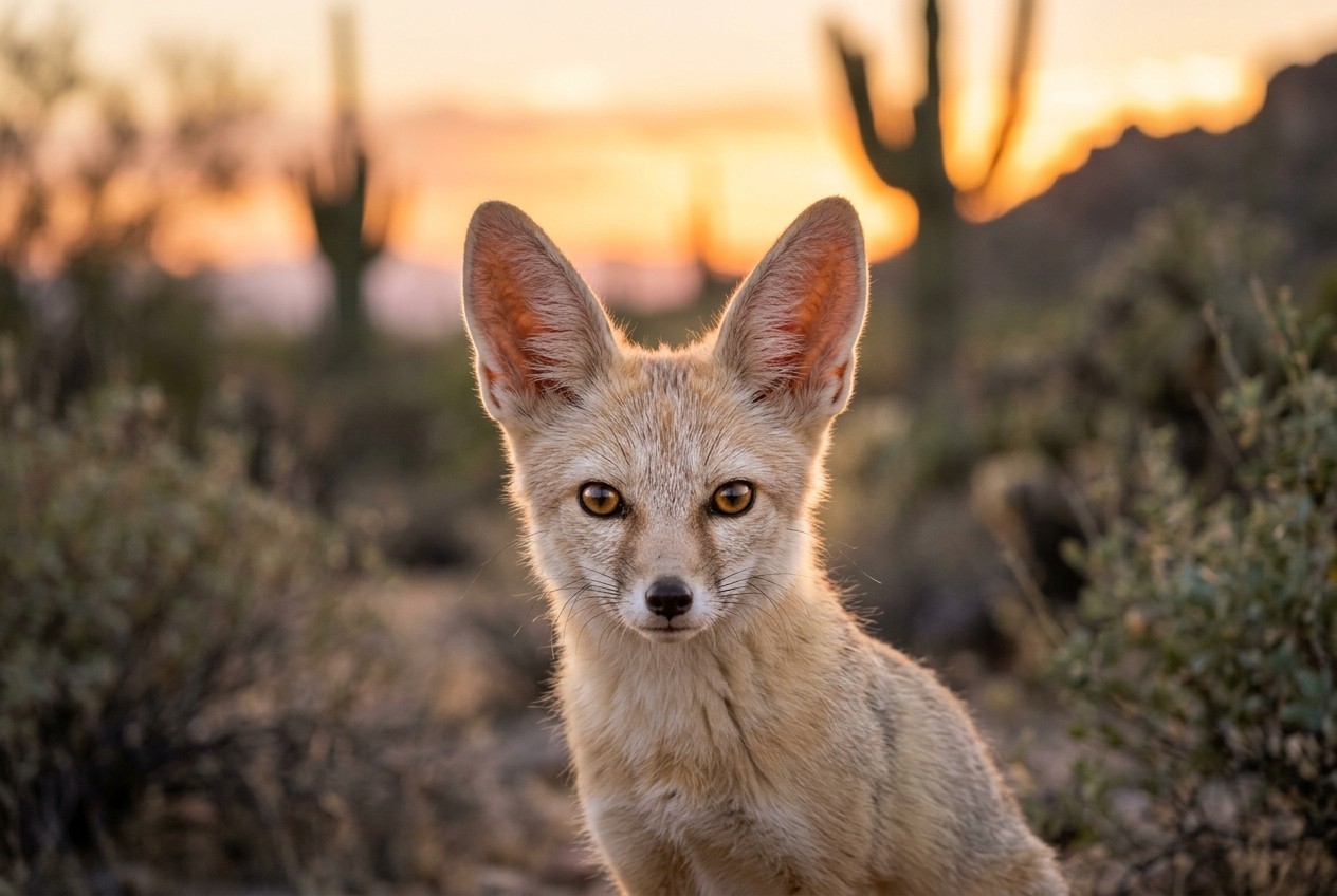 Wild Desert Kit Fox in Sonoran Desert by Jon Gilbert